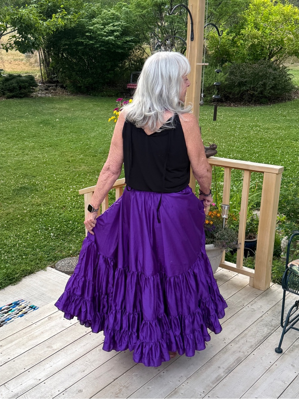 We3 Satin Belly Dance 25 Yd Skirt Sz 36, Purple - Picture 2 of 9